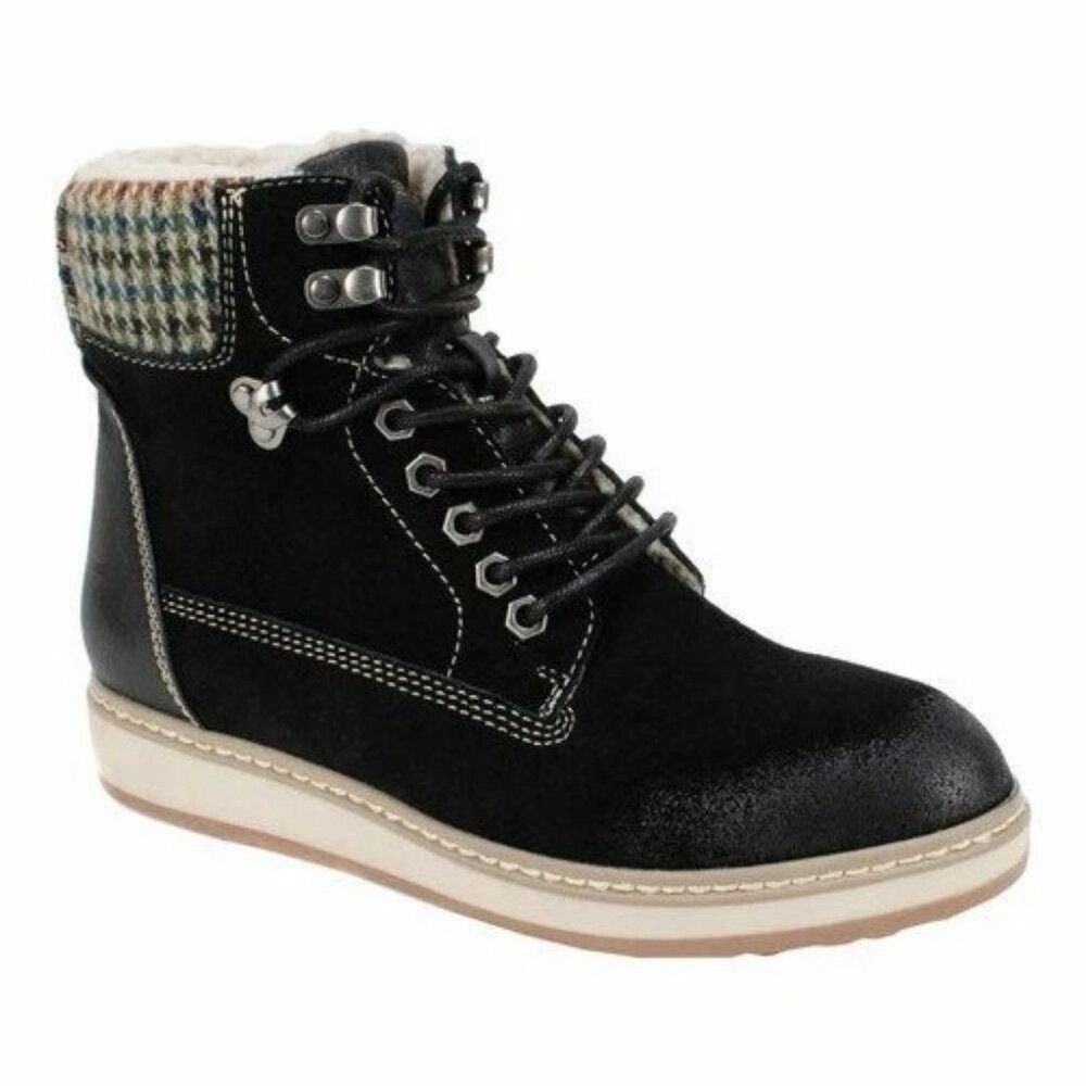 White Mountain THEO Lace Up Winter Boots (Black Suede) - Size 8 M N-I-B